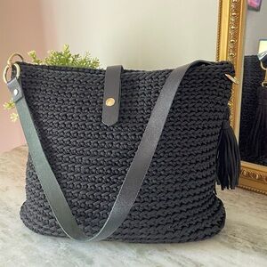 Handmade Black Crochet Handbag